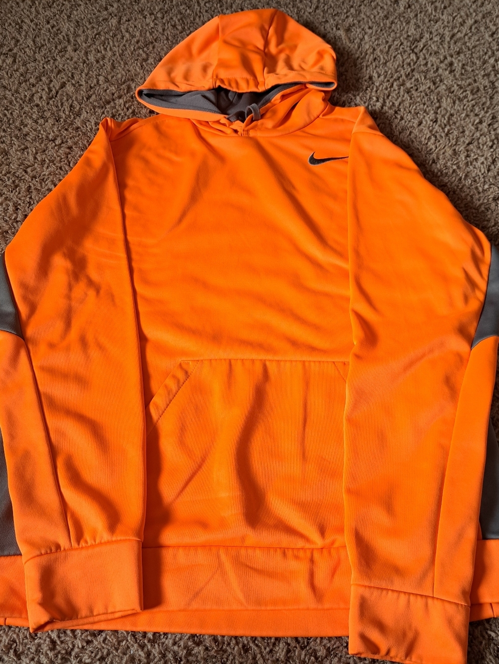 Nike Bright Orange Hoodie with Gray Accents Large